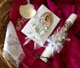 Baptism candle set/ vela para bautizo