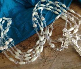 Swarovski drop pearls wedding lasso/ white pearls